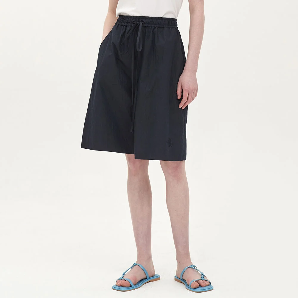 crease cotton string short_navy