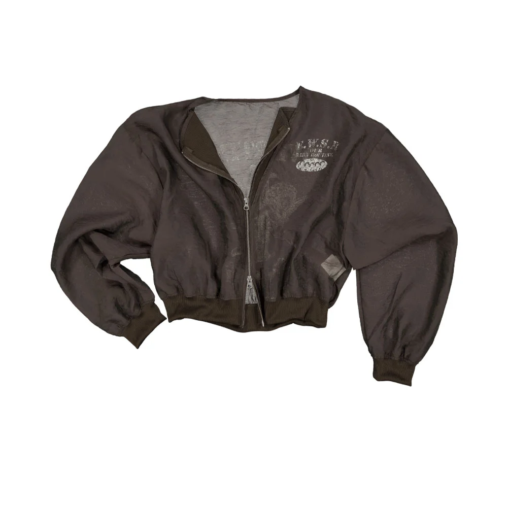 OVERTIME SHEER ZIP-UP-BROWN