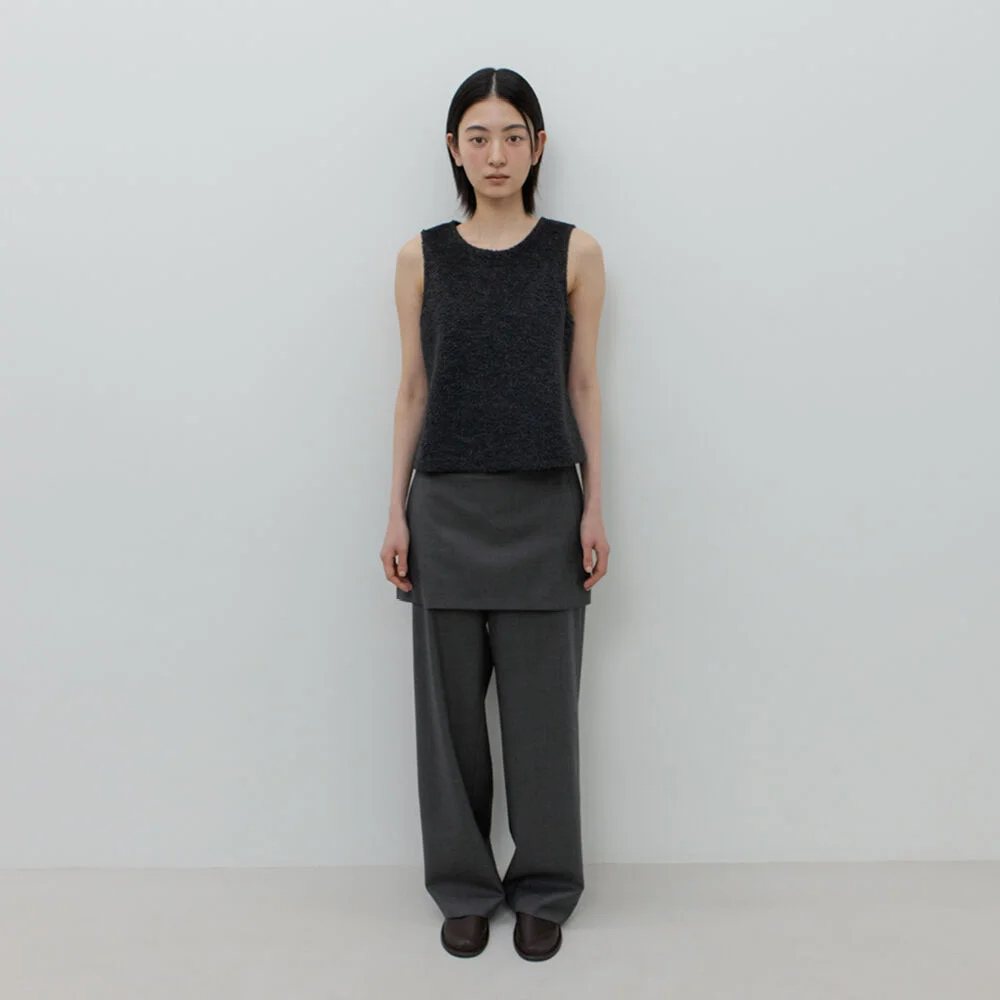 LAYERED SKIRT PANTS / GREY