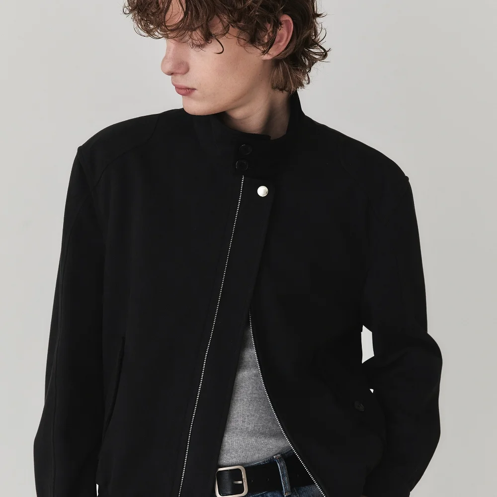 Suede High Neck Jacket_Black