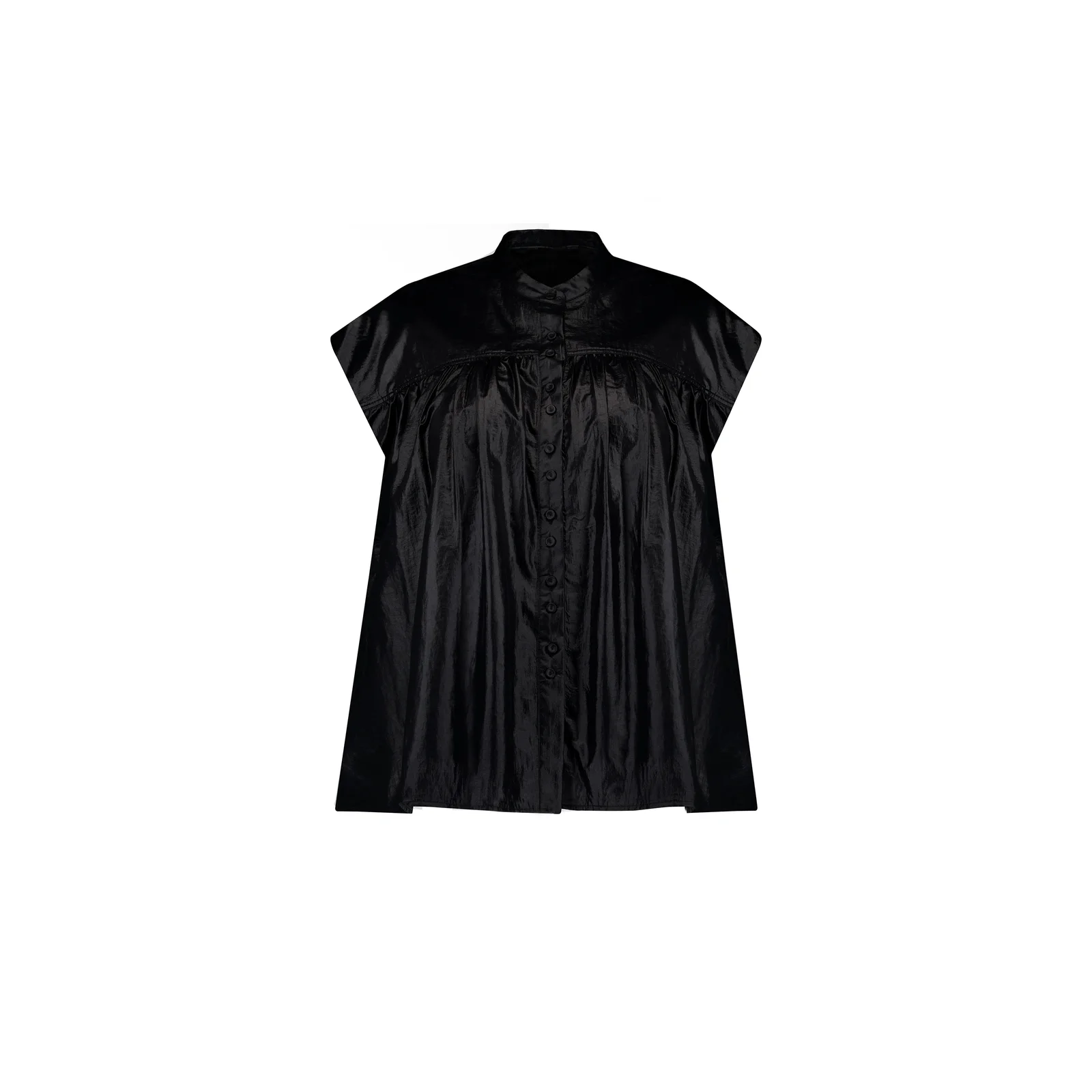 GLOSSY BUTTON SHIRT (BLACK)