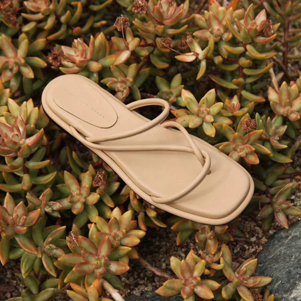 Maya Slides Leather Beige