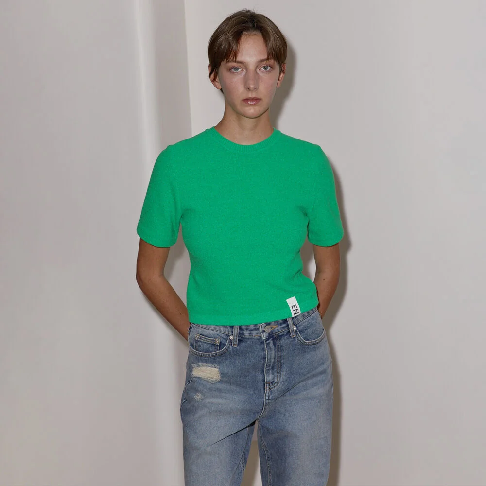 OUTLABEL BOUCLE KNIT TOP - GREEN