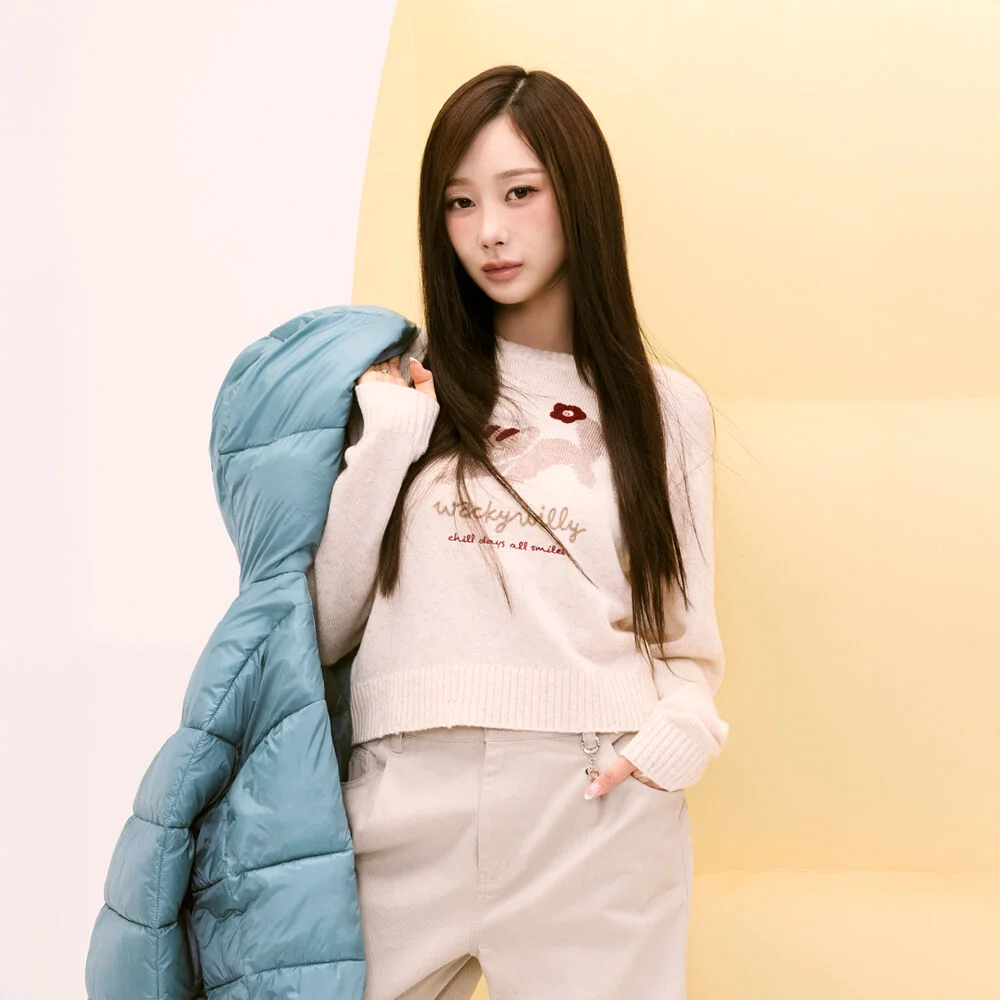 女裝 Leo 圖案 頹廢風 套頭 奶油