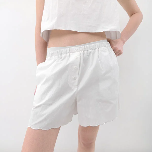 AN SEMICIRCLE SCALLOP SET-UP HALF PANTS (PT-5784)