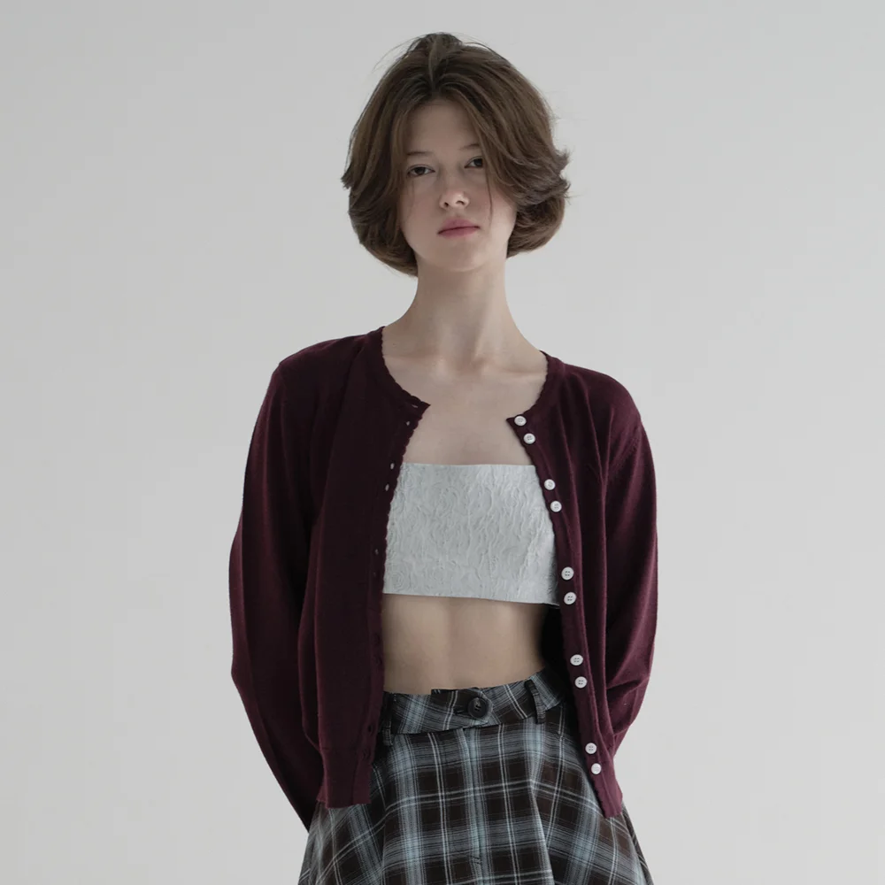 LOGO SCALLOP CARDIGAN (PURPLE)