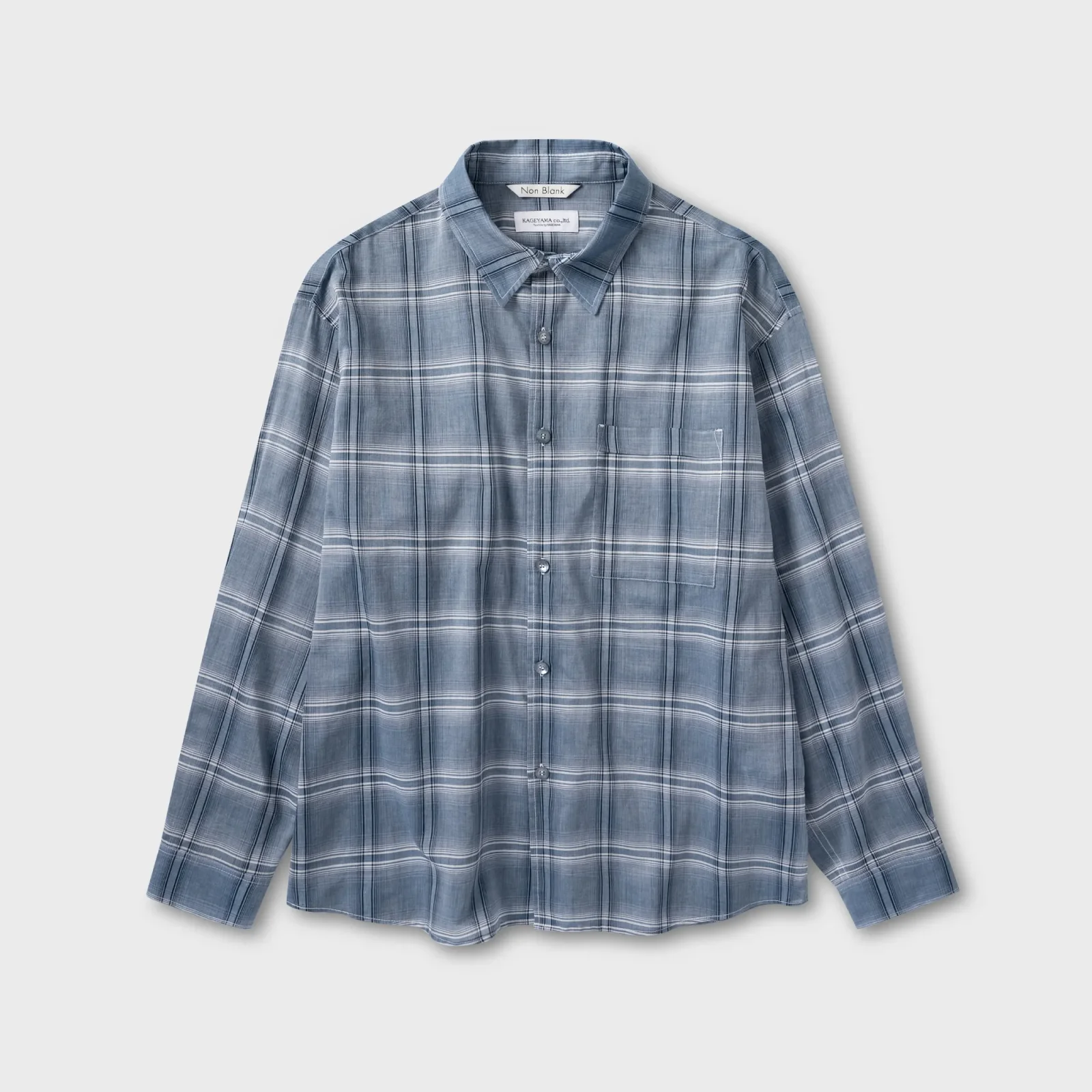 雲朵 純棉 格紋 LS 襯衫_BLUE