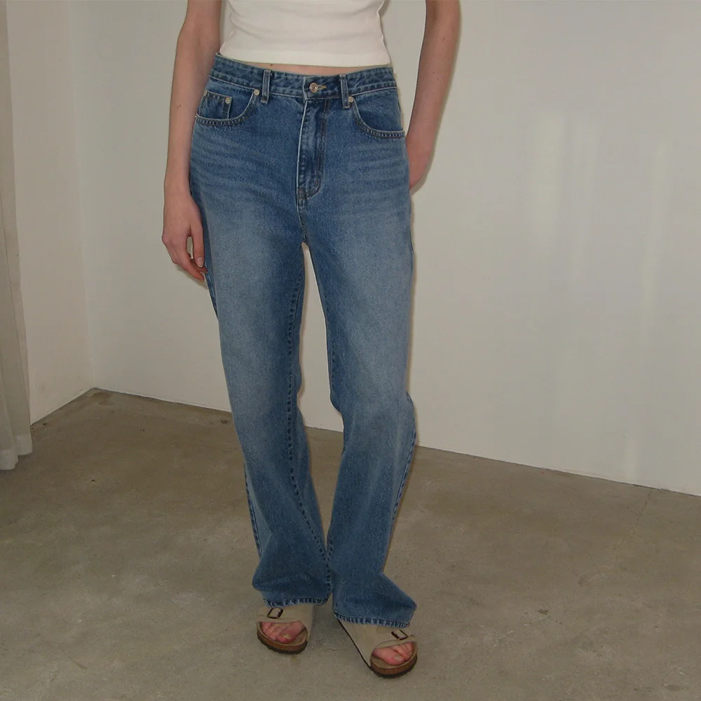 Ten Wide Denim Pants - Middle Blue