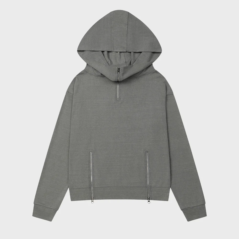 BIG HOODED SWEAT PULLOVER IN CHARCOAL