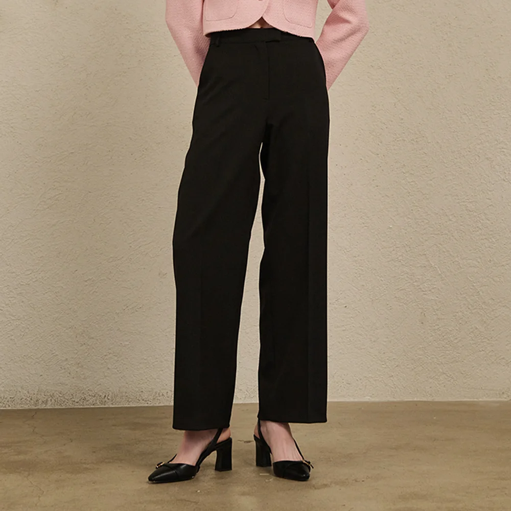 Straight Semi Wide Pants - Black