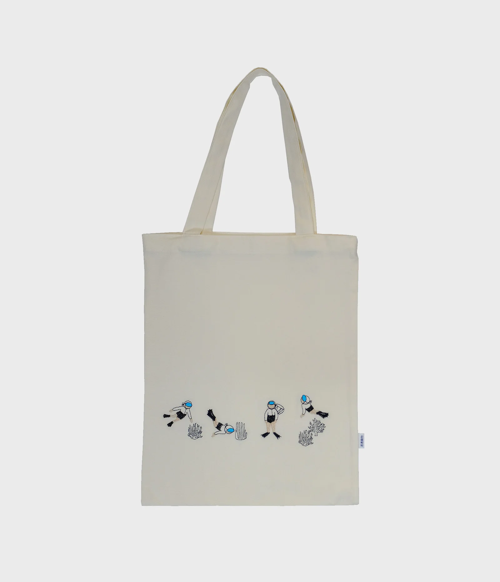 海女 刺繡 純 棉 環保袋 奶油 象牙色