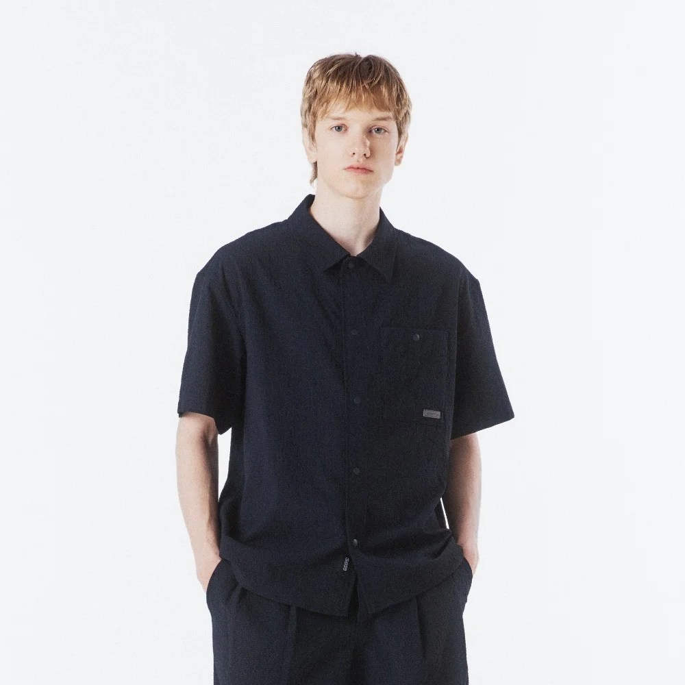 SEERSUCKER HALF SLEEVE SHIRT - D/NAVY (P262MSH180)