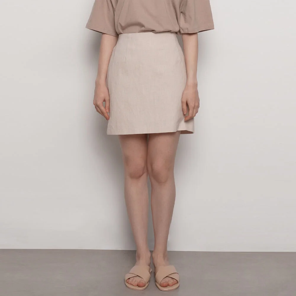 W27 america linen mini skirt beige