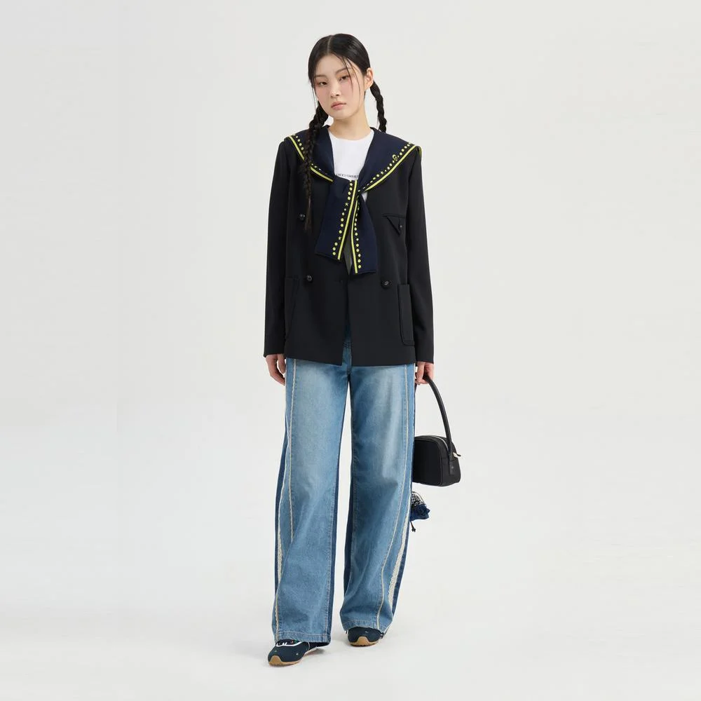 No Collar V-neck Jacket (black) LFJAM26320BKX
