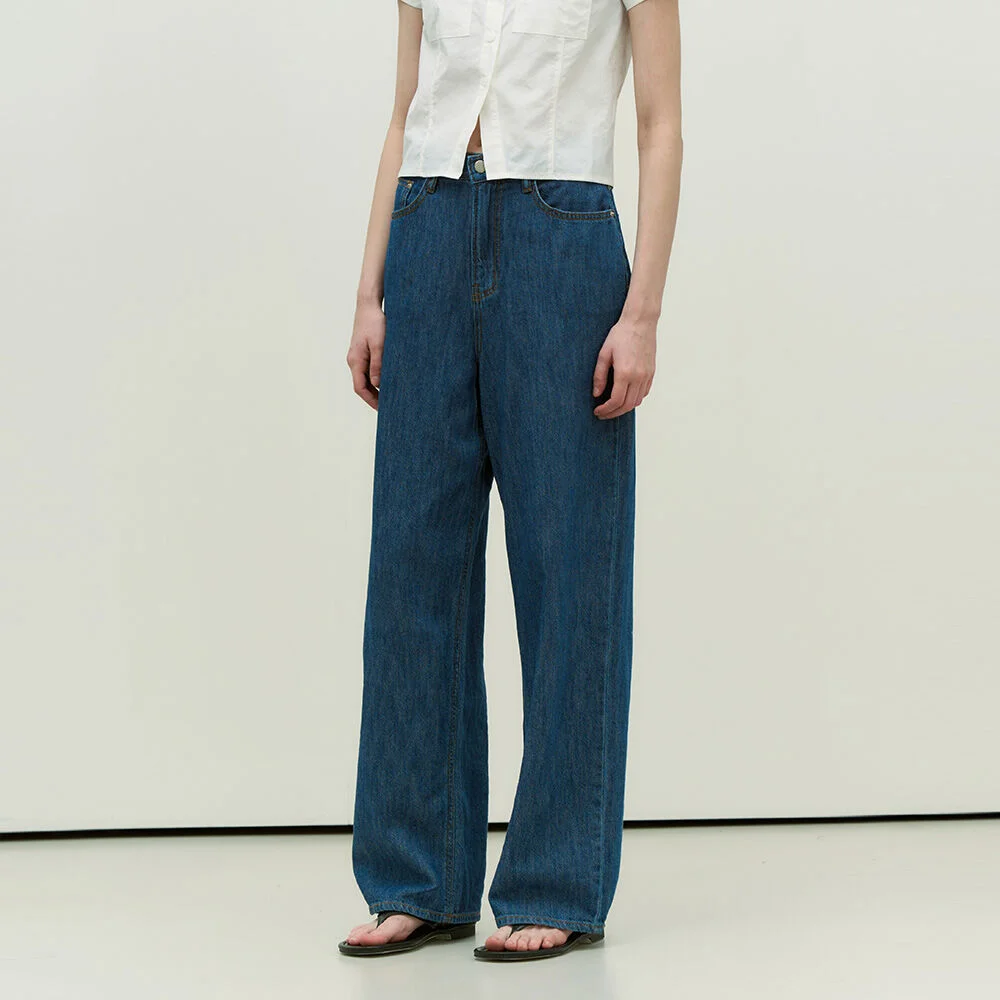 Leva summer highwaist wide pants - blue
