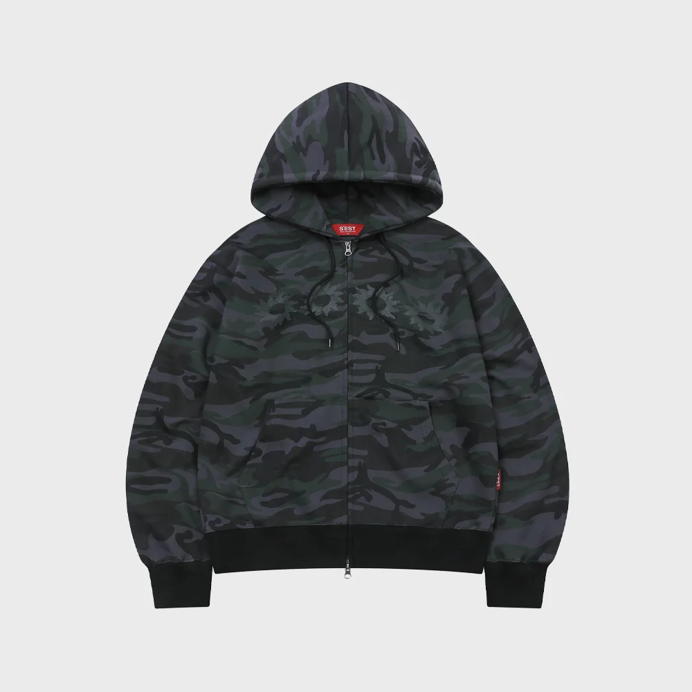 Solaris Camo Hoodie Zip Up Black