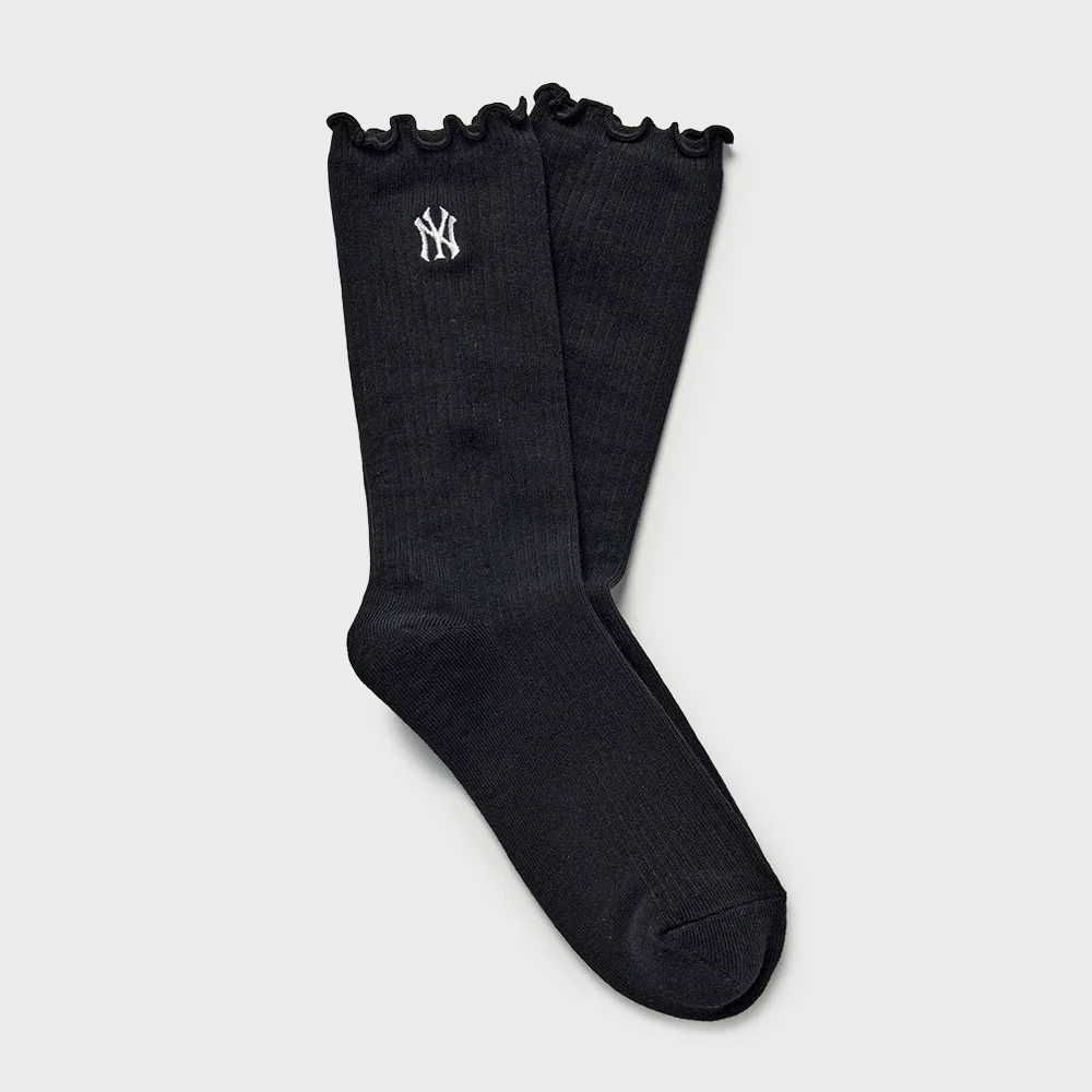 優雅 荷葉邊 高筒襪 NY (Black)