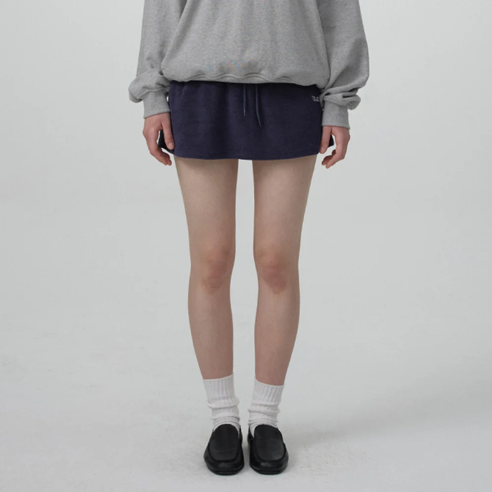 Terry Logo Drawstring Skirt_Navy