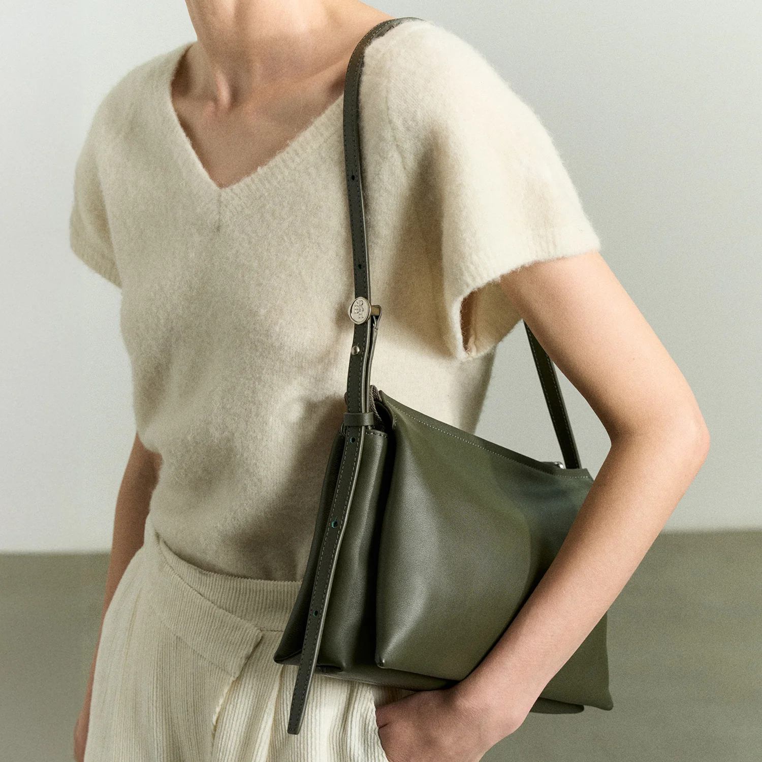 TRIO LEATHER BAG KHAKI