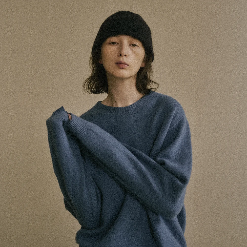 CLOUDEN WHOLEGARMENT WOOL KNIT_BLUE