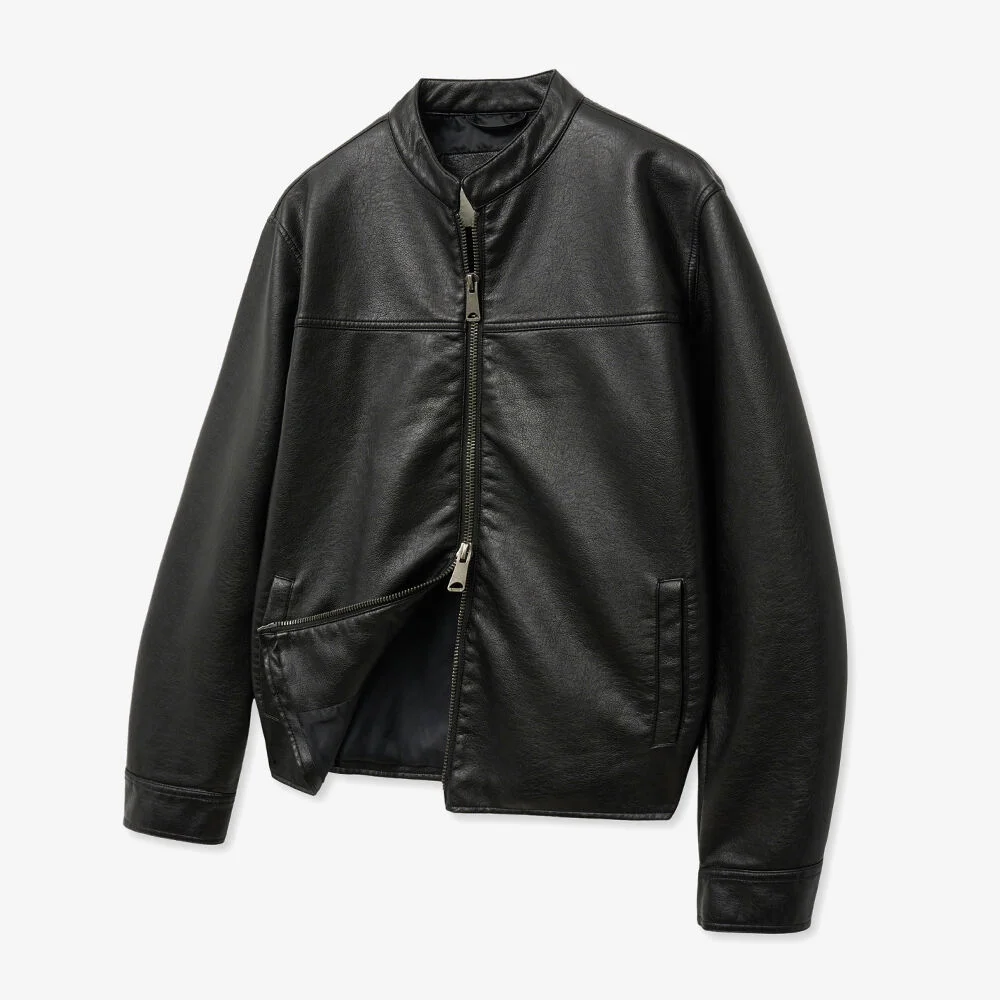 8251 水洗 皮革 騎行 外套 (BLACK)