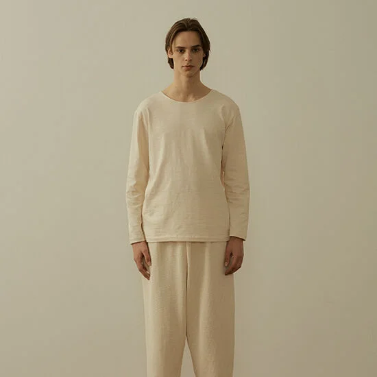 (m) Readymade Cropped Trouser in Waffle Jersey Almond