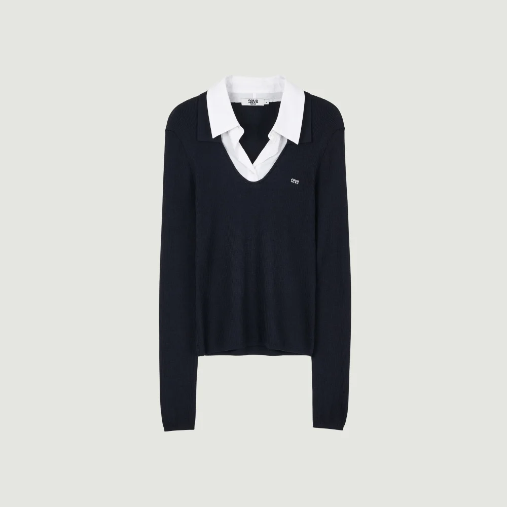 LEONIE LAYERED COLLAR KNIT (NAVY)