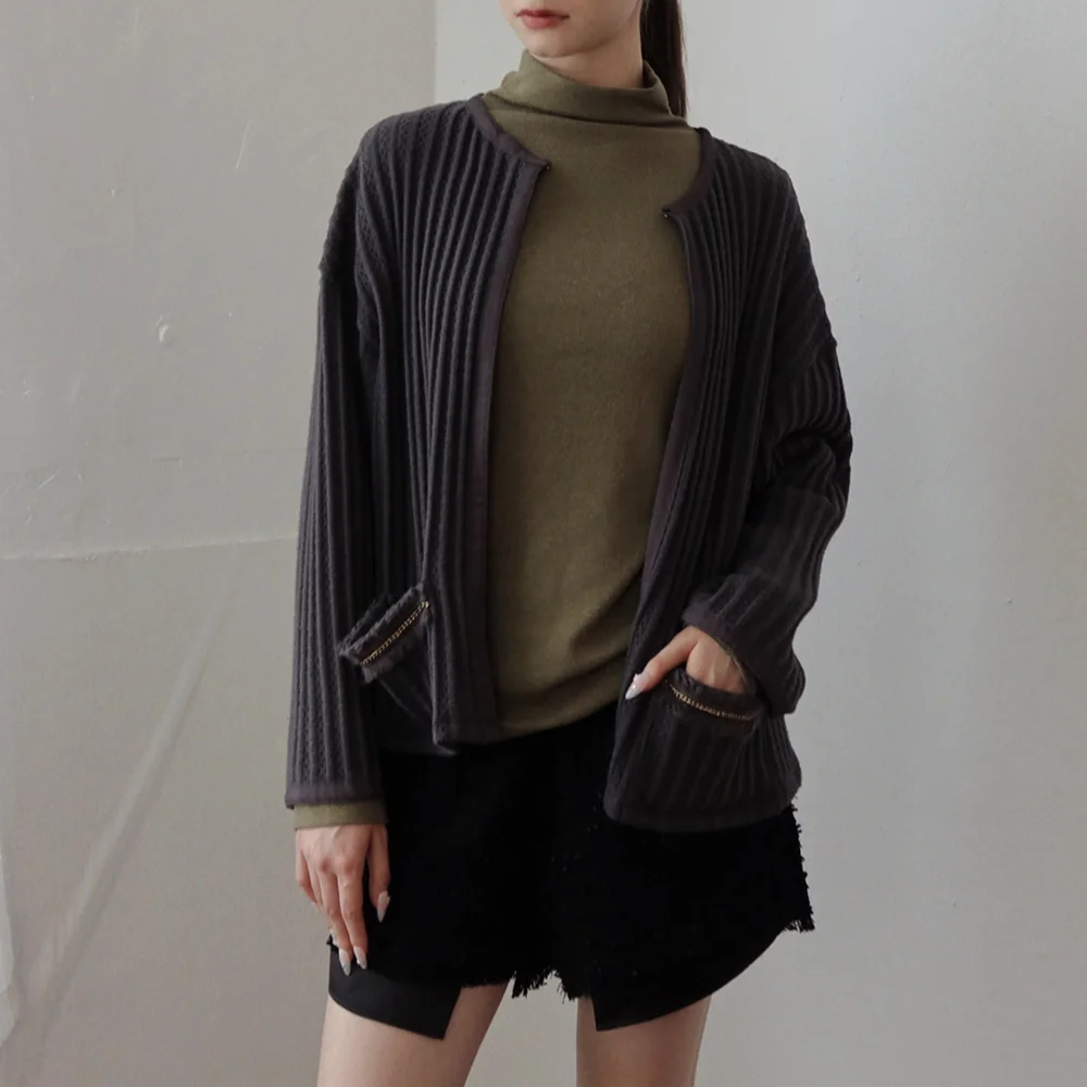 Round Pocket Cardigan_Gray