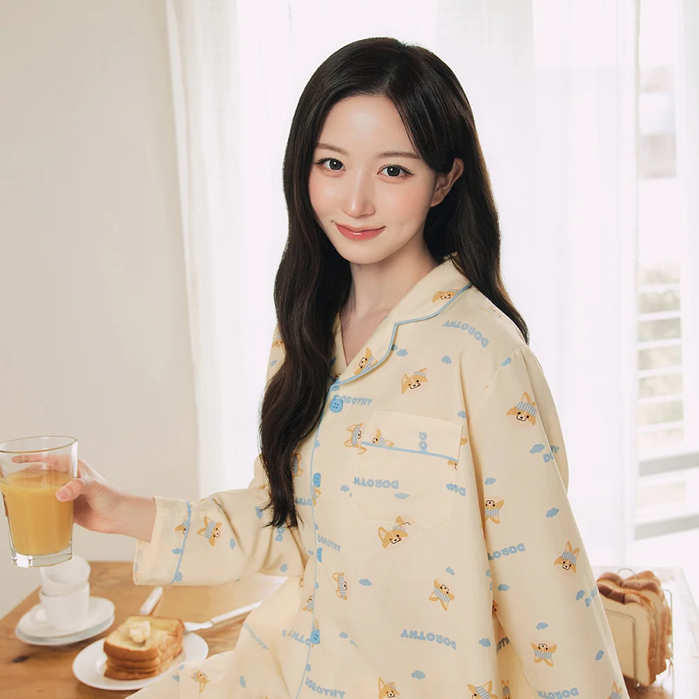 仿棉 Dorothy 長袖 情侶 睡衣 套裝