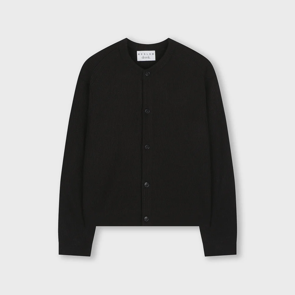 CREW NECK SHORT CARDIGAN BLACK