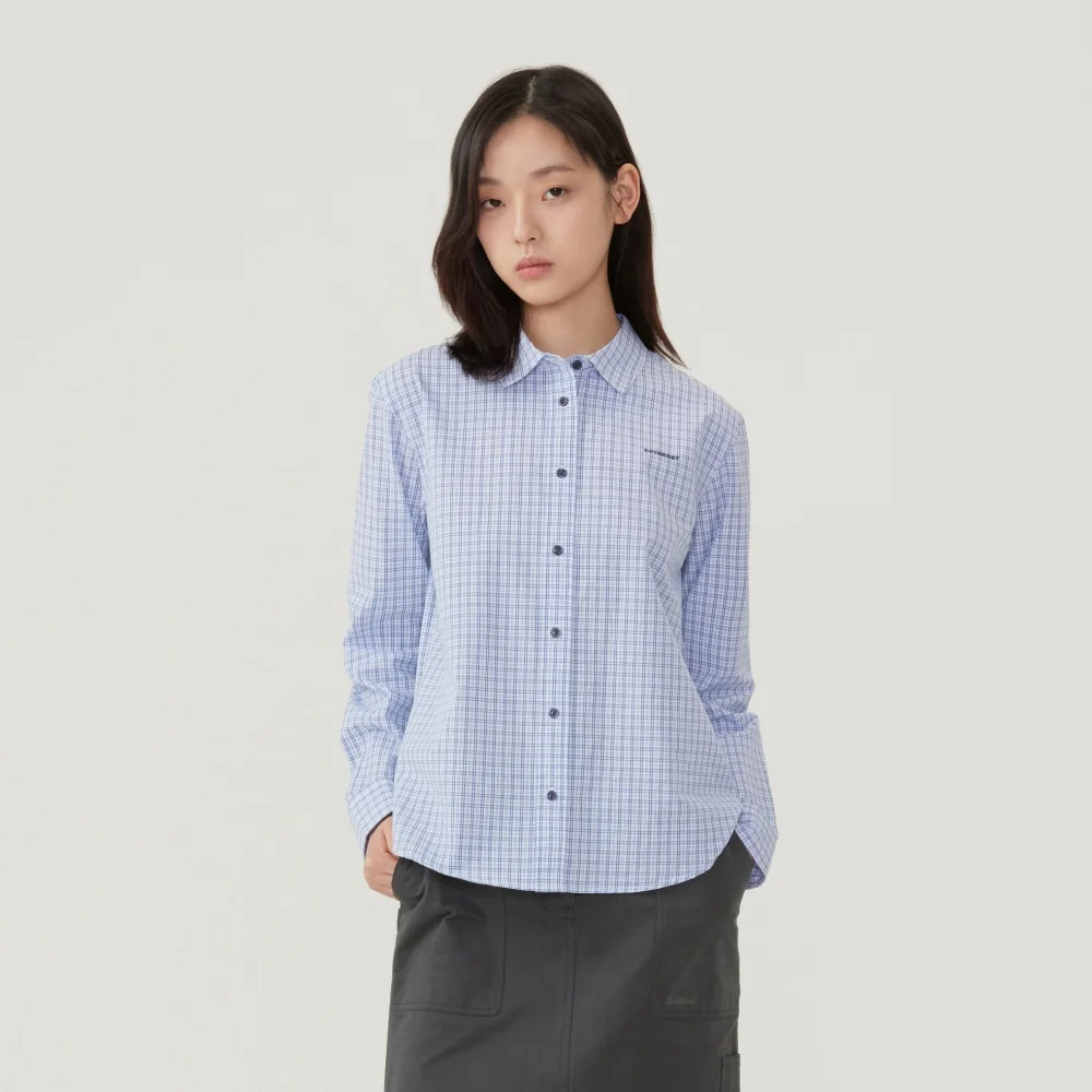 女裝 格紋 襯衫 藍色