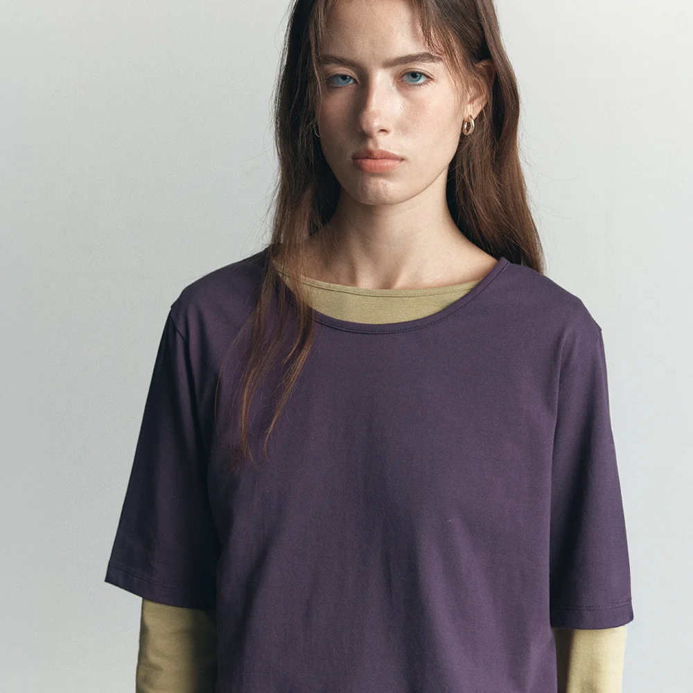 Soft basic half sleeve T-shirt _Purple