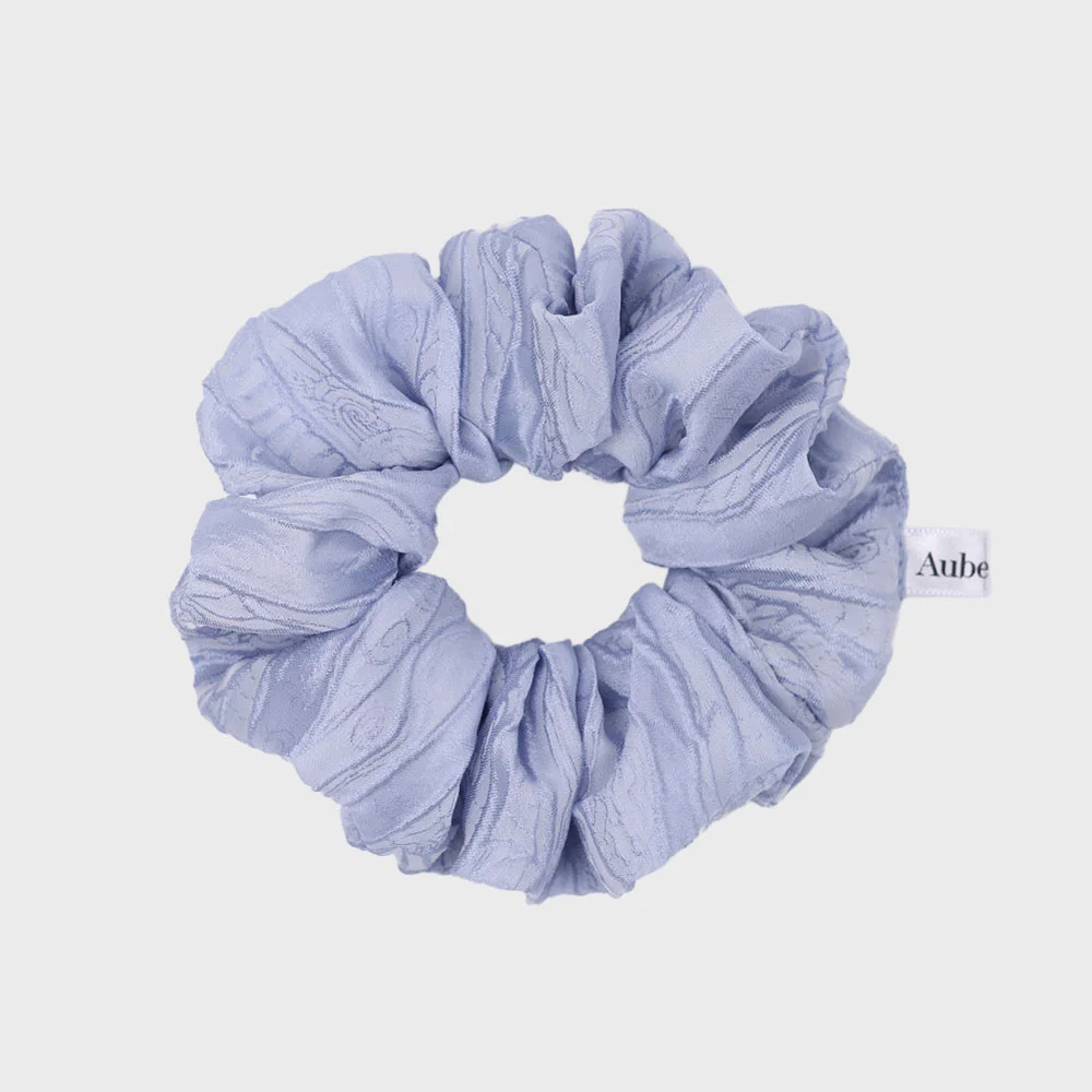 Obnuit 緞面 提花 護髮 髮圈 Leaf Blue M