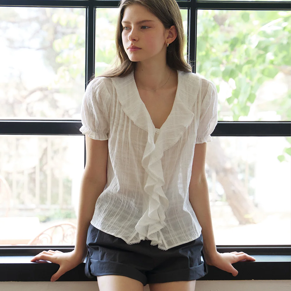 ruffle lace blouse (white) orc 6048