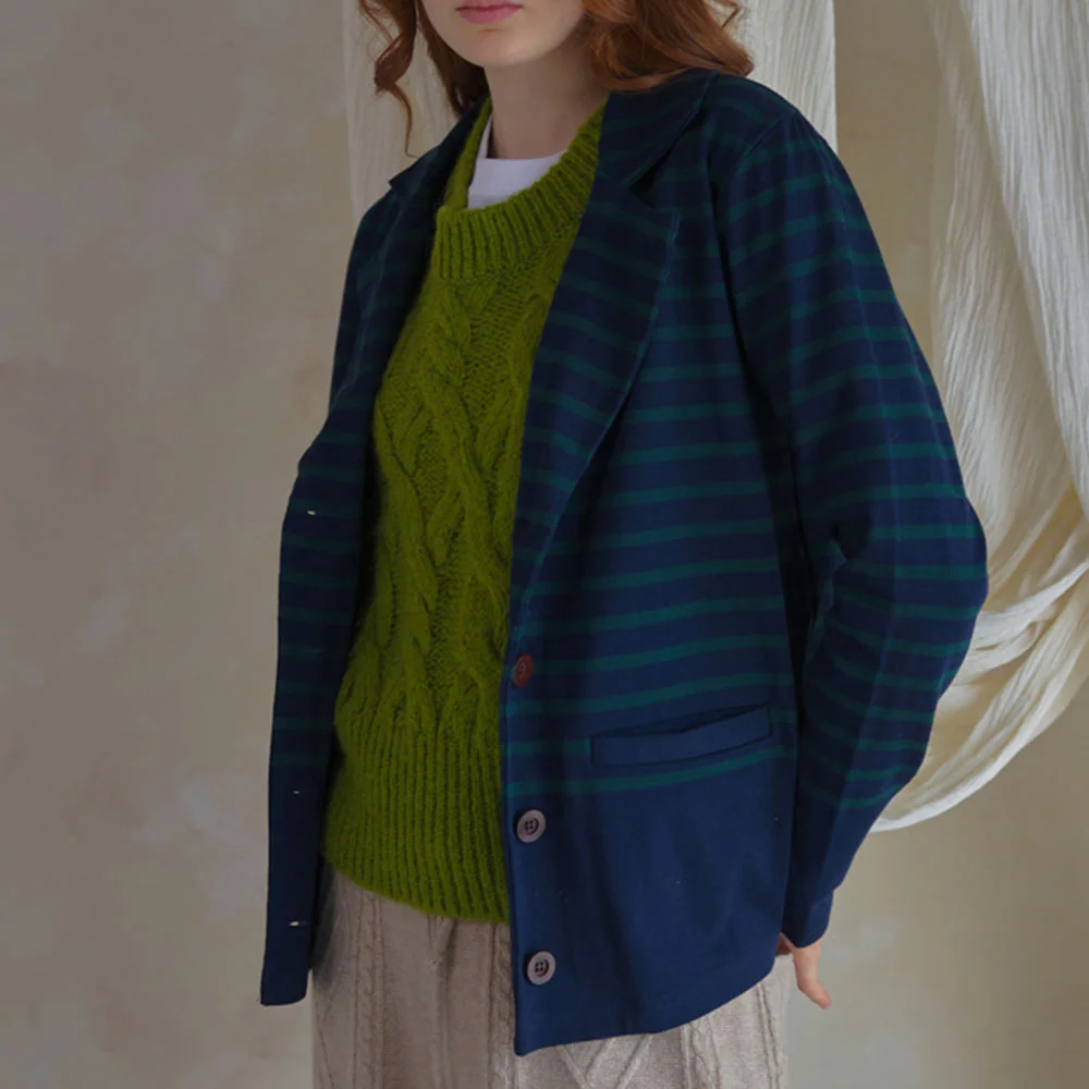 striped cut casual jacket