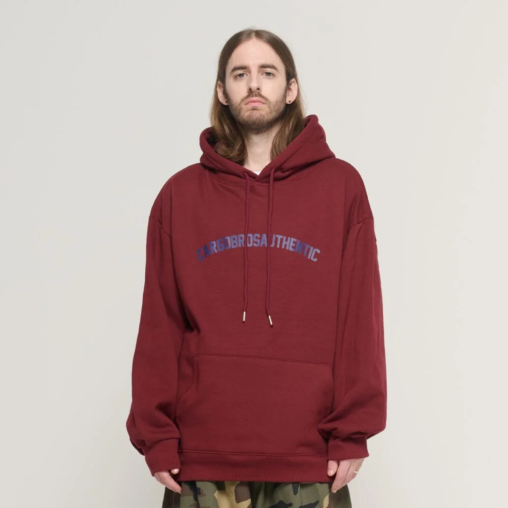 ARCH LOGO OVER HOOD T-SHIRT (BURGUNDY)