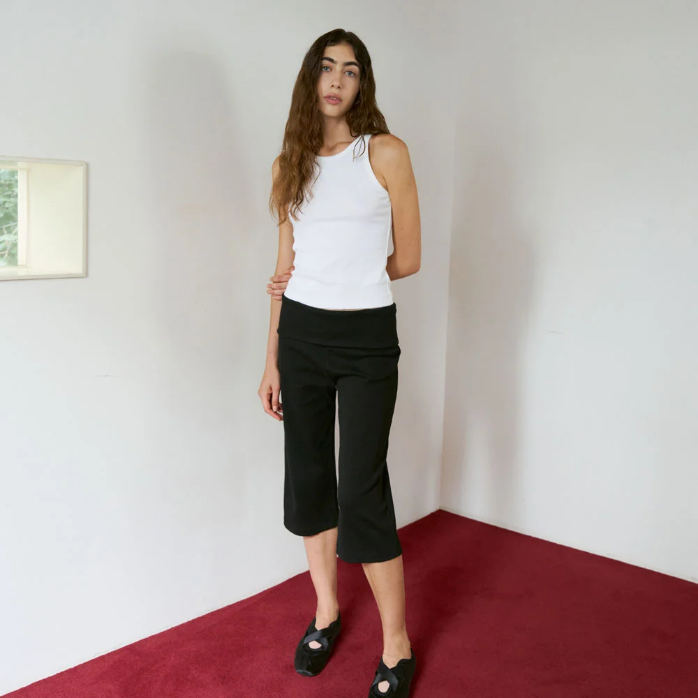 Rib Knit Capri Pants (Black)