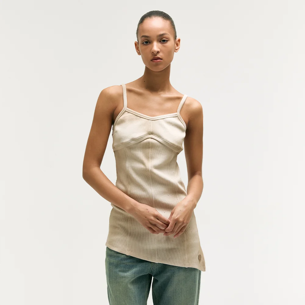 WASHED BUSTIER TOP_beige