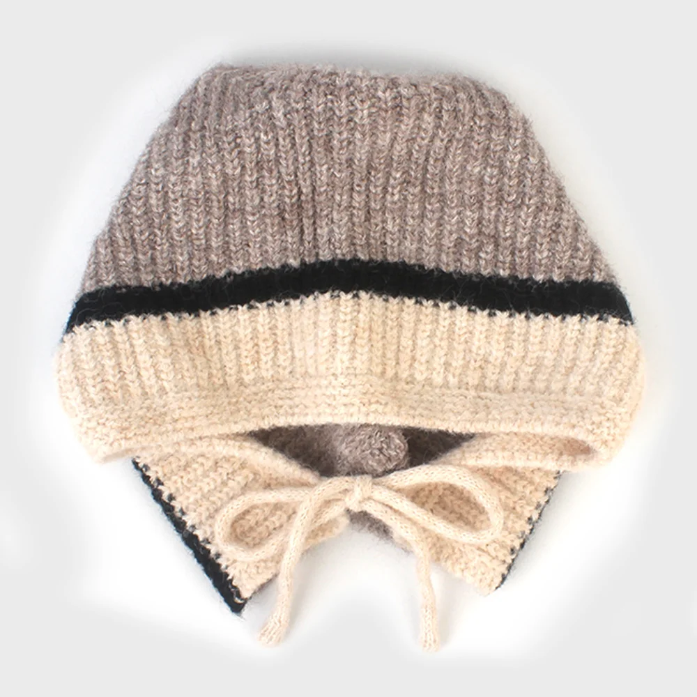 Wool Twotone Cat Gray Earflap Hat 貓耳帽