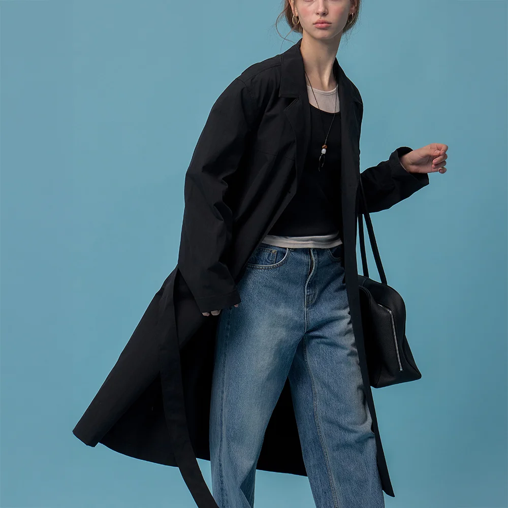 Light Single Trench Coat (Black)