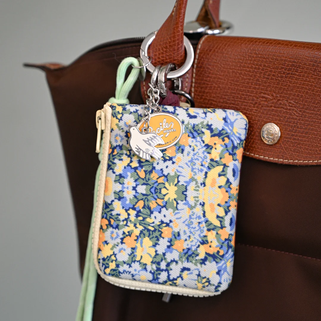 KEYCHAIN WALLET_BURGUNDY 酒紅色 花卉