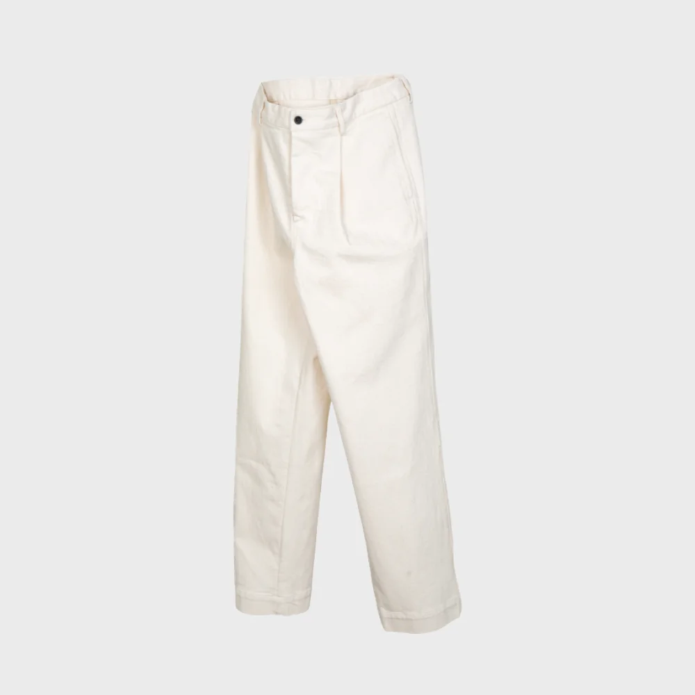 WHITE DENIM COTTON STANDARD TROUSERS
