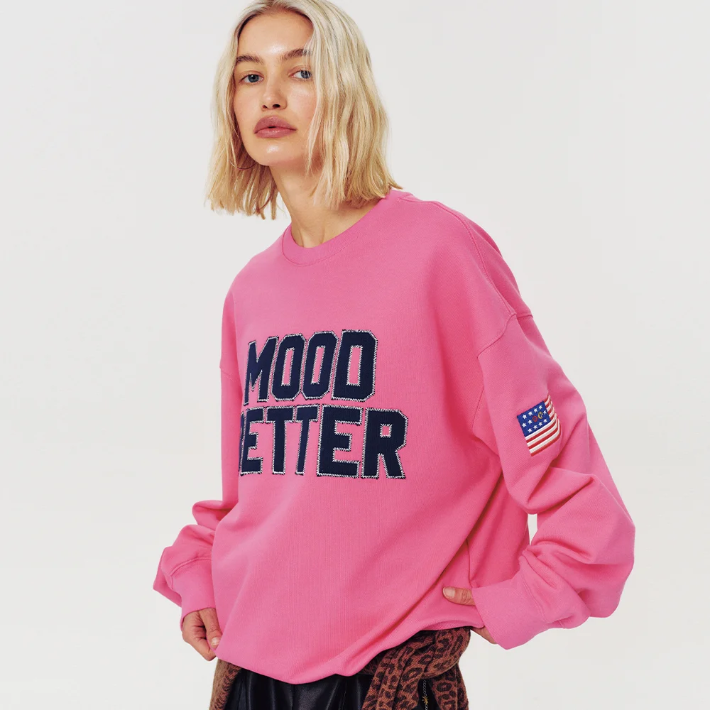 FLAG PATCH APPLIQUE SWEATSHIRT PINK