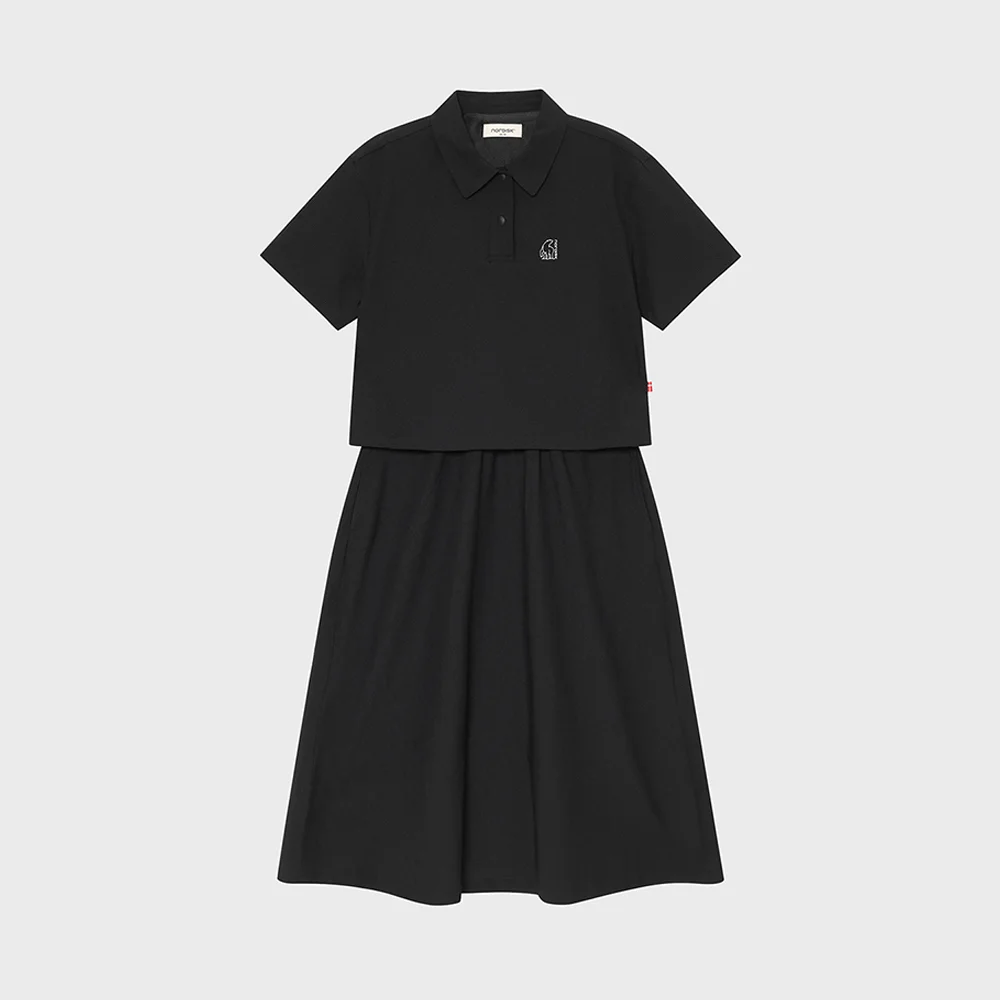 Perrier 冰霜色 泡泡紗 二合一 連衣裙 - W_Black_OWM26W05Z1