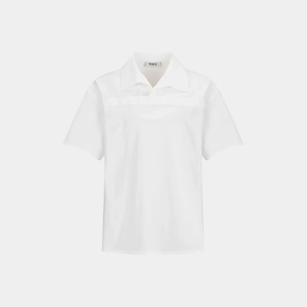 (W) OPEN COLLAR SHIRT - WHITE