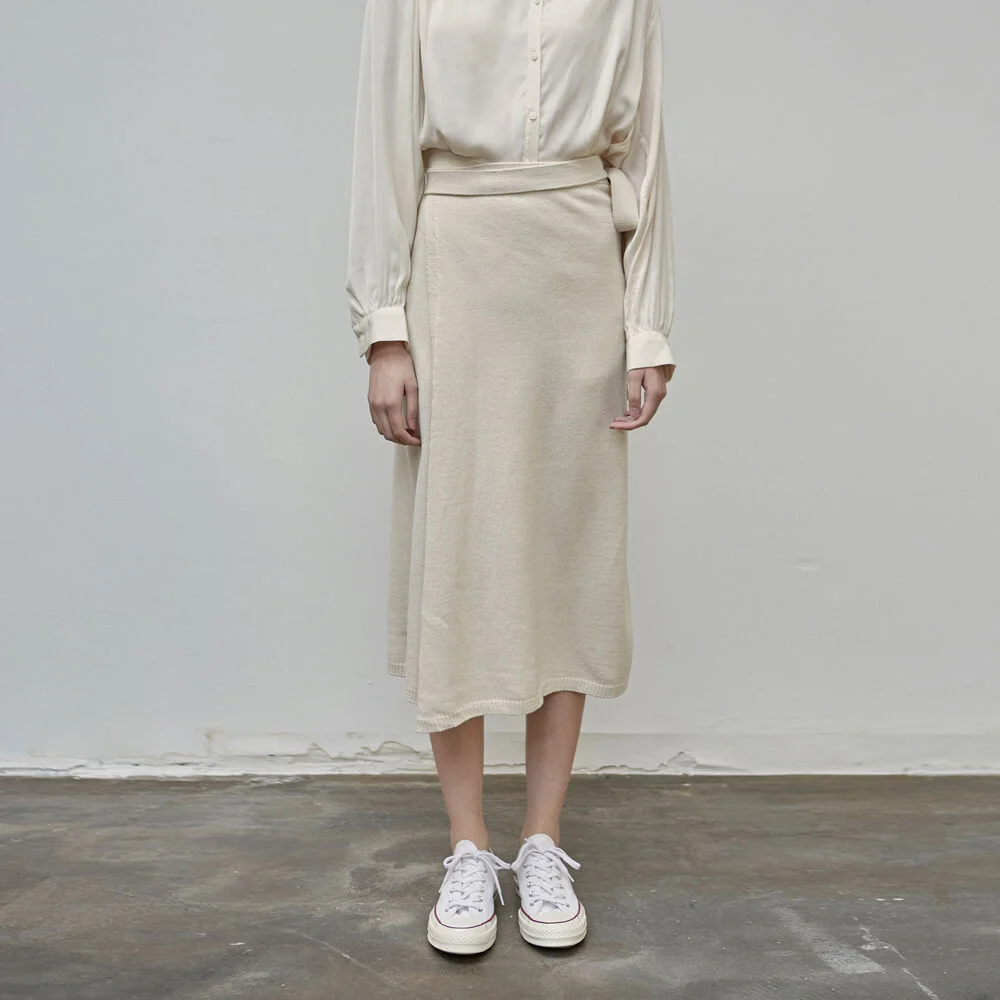 WARM KNIT WRAP SKIRT_IVORY