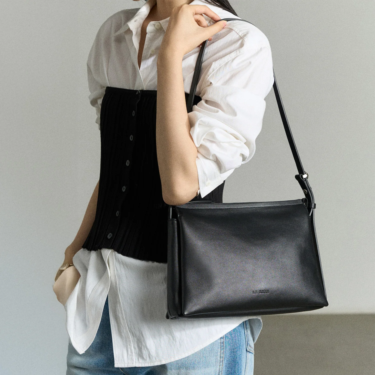 TRIO LEATHER BAG BLACK