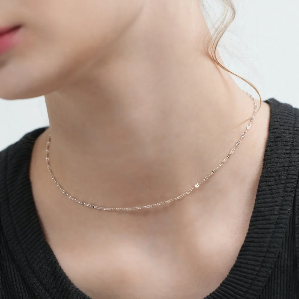 Simple oval cutting silver chain Necklace 銀色 925 Oval 裁切 鏈條 頸鏈領 頸鏈