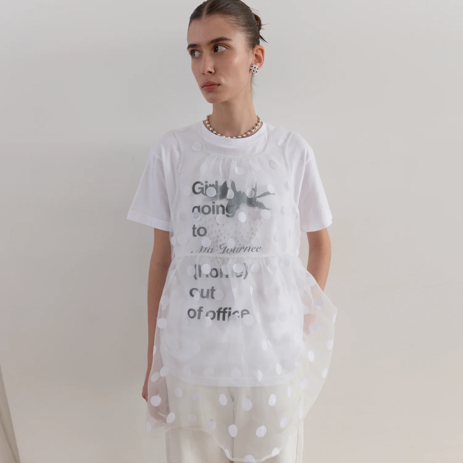 SHEER DOT ORGANZA DRESS_WHITE
