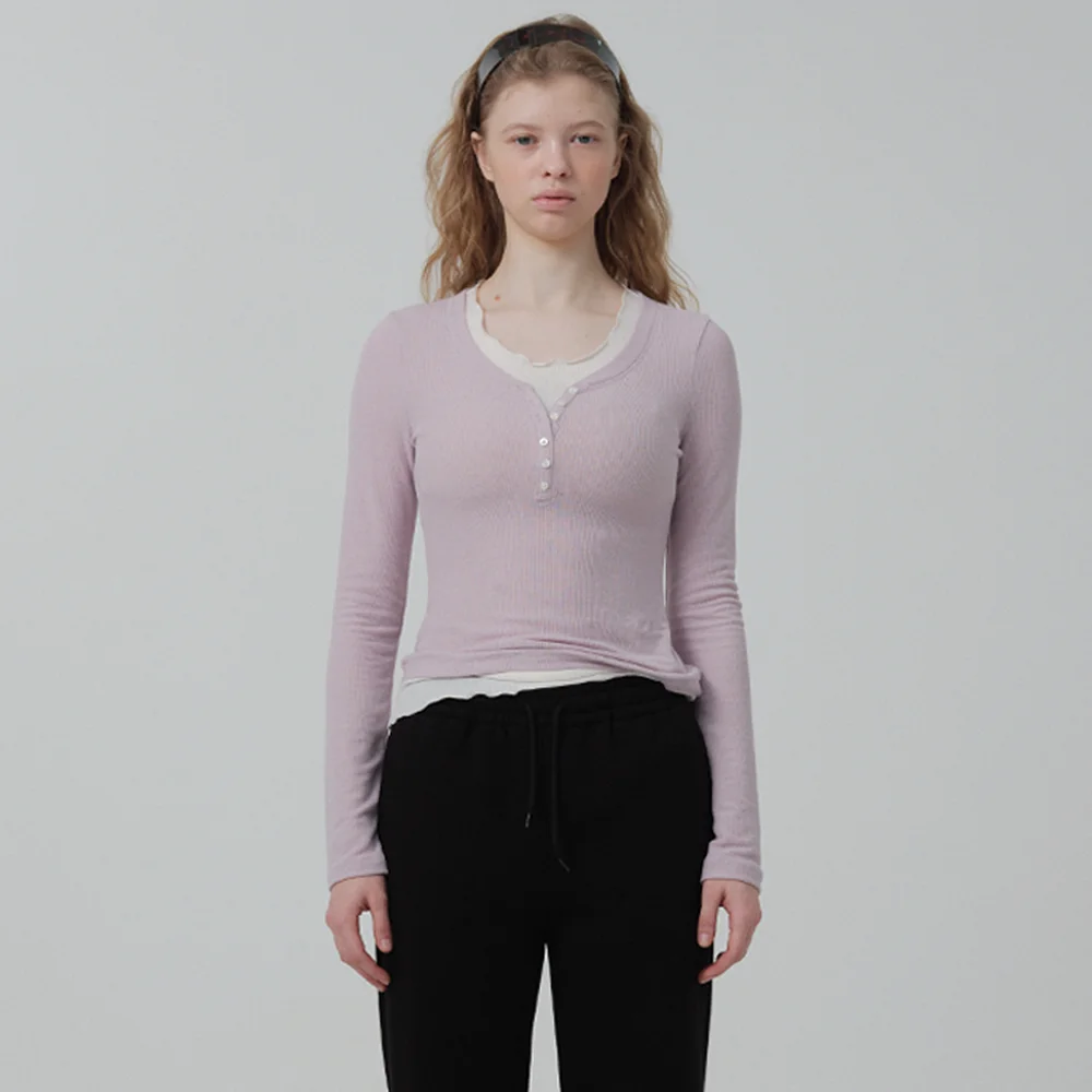 Aimee Slim Layered T-shirt_Light Pink